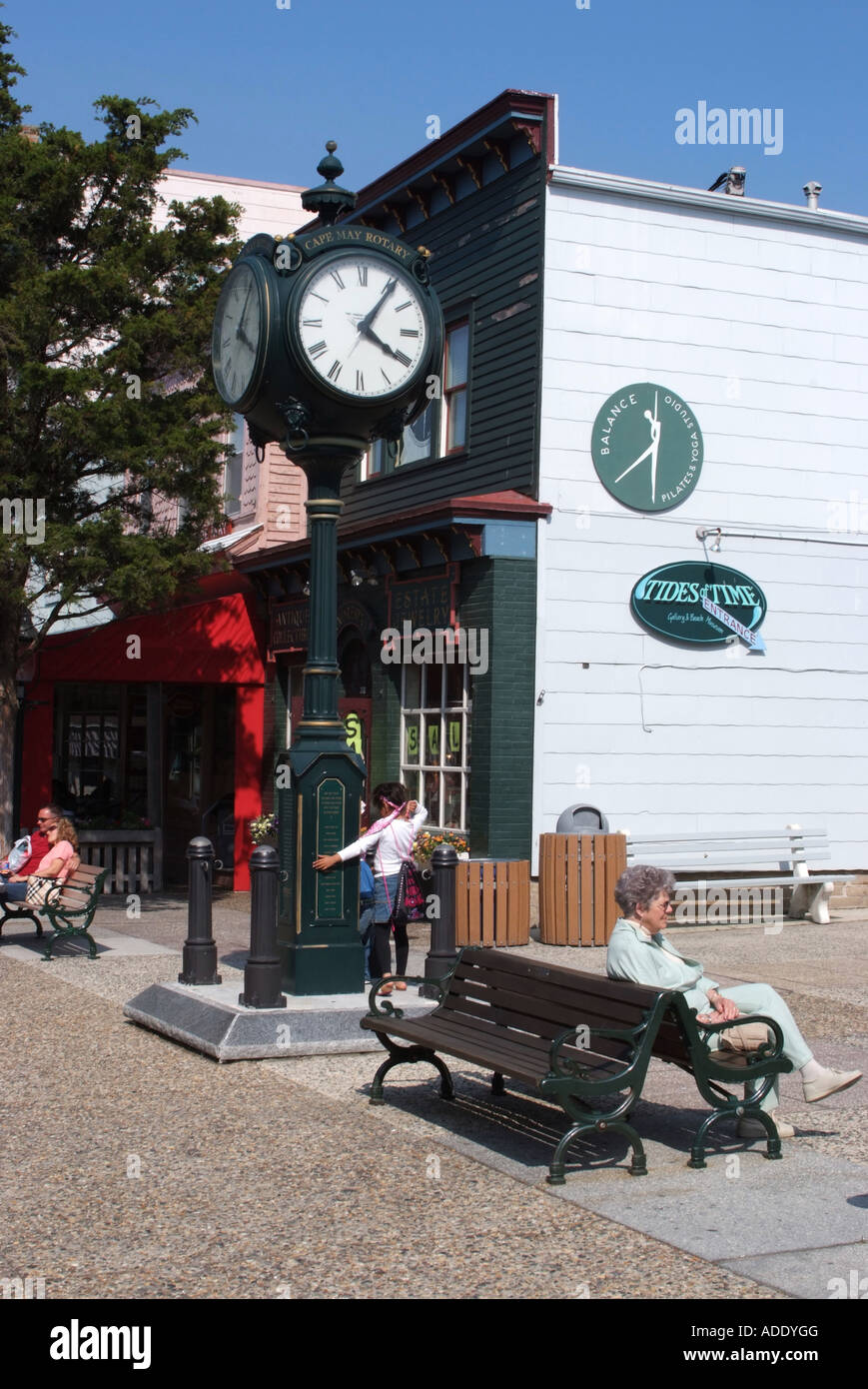 Villaggio Orologio in Washington Street donati da Cape May Rotary Club in Cape May New Jersey Stati Uniti d'America Foto Stock