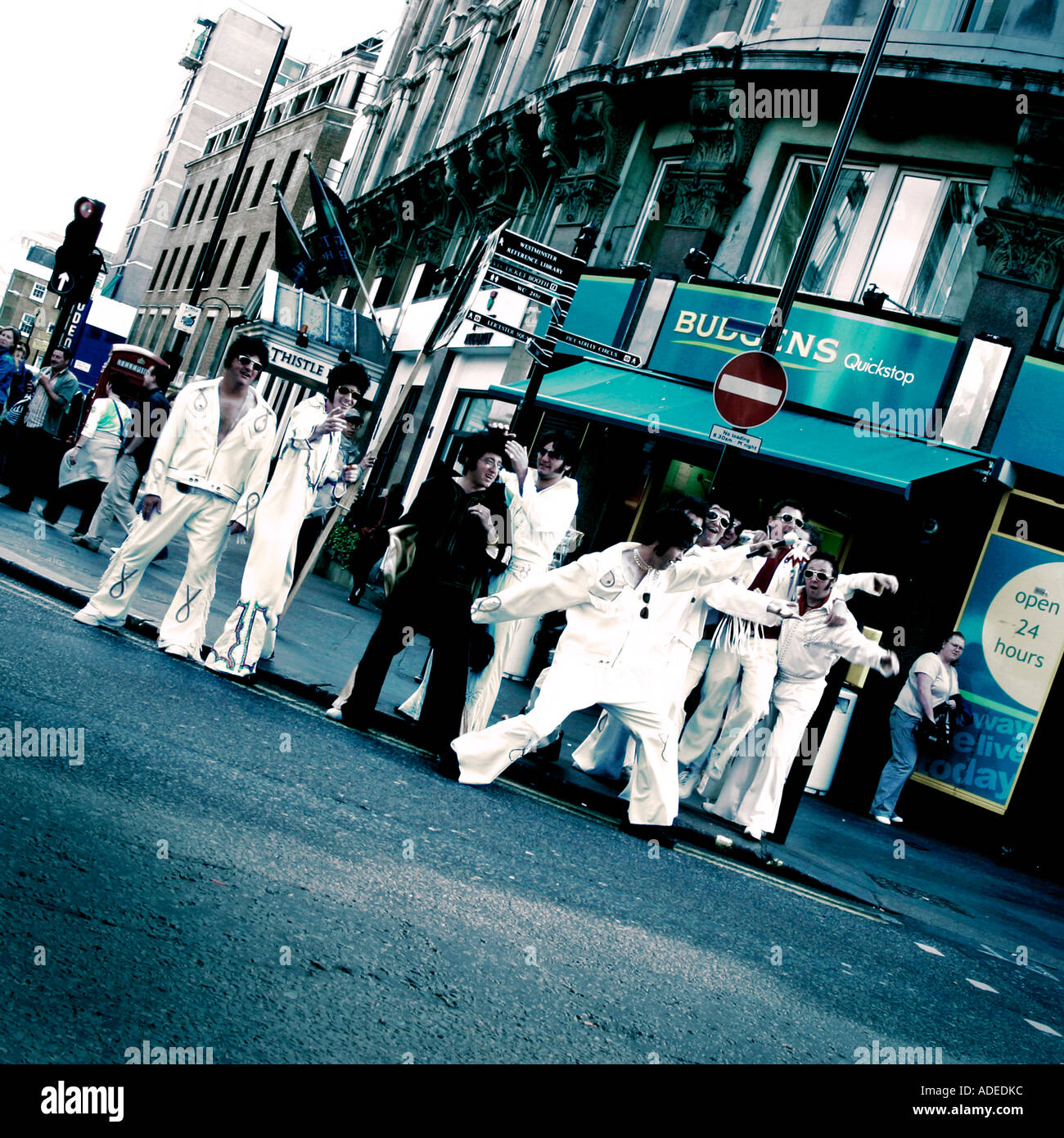 Elvis imitatori, Soho, Londra Foto Stock