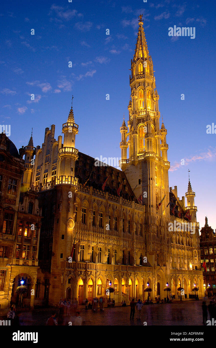 Belgio Bruxelles Municipio sul Grote Markt Piazza del Mercato Foto Stock