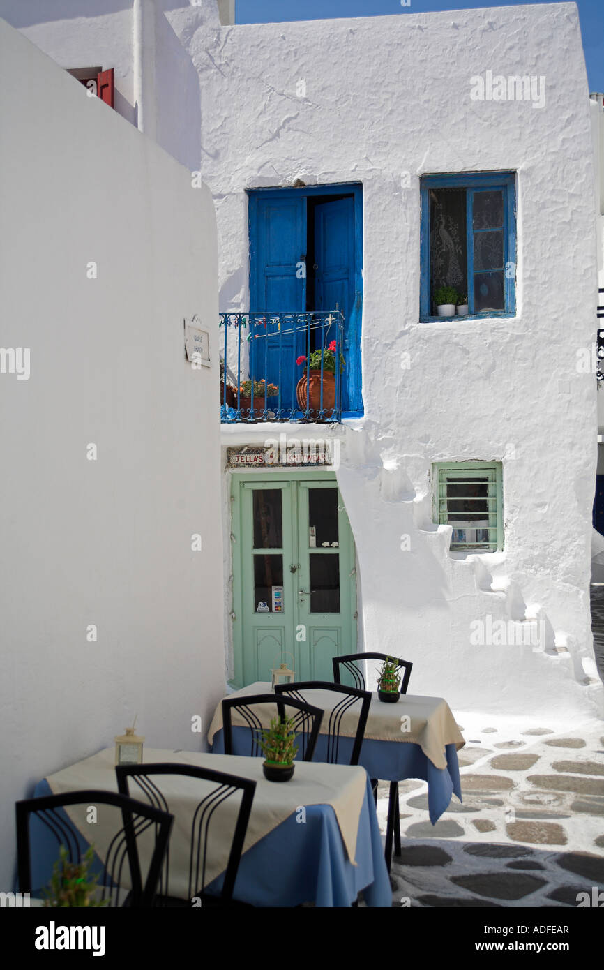Taverna Mykonos cicladi grecia Foto Stock
