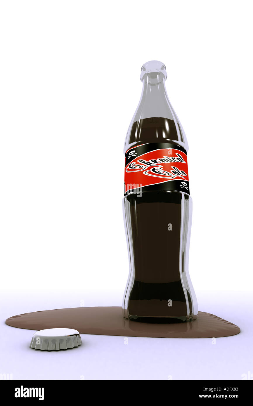 La cola chimica soft drink con additivi e numeri e Foto Stock