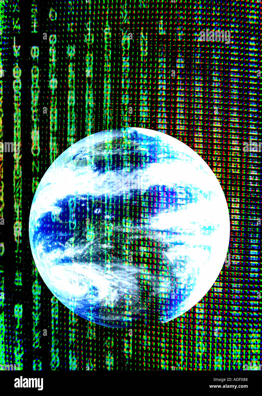 Mondo digitale globo con matrice sfondo stile Foto Stock