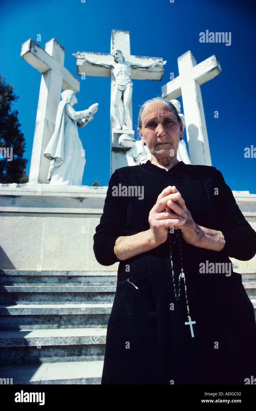 Signora pellegrino al posto di Angelo apparizioni di Fatima in Portogallo Foto Stock