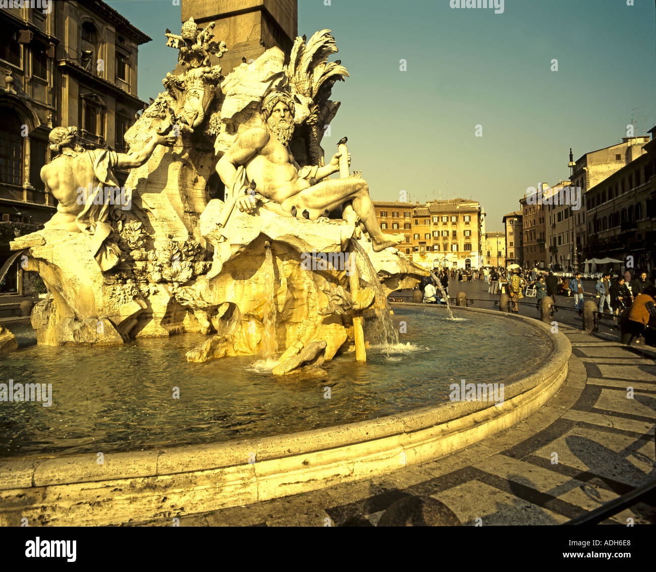 Roma Piazza Navona quattro fontana sul fiume Foto Stock
