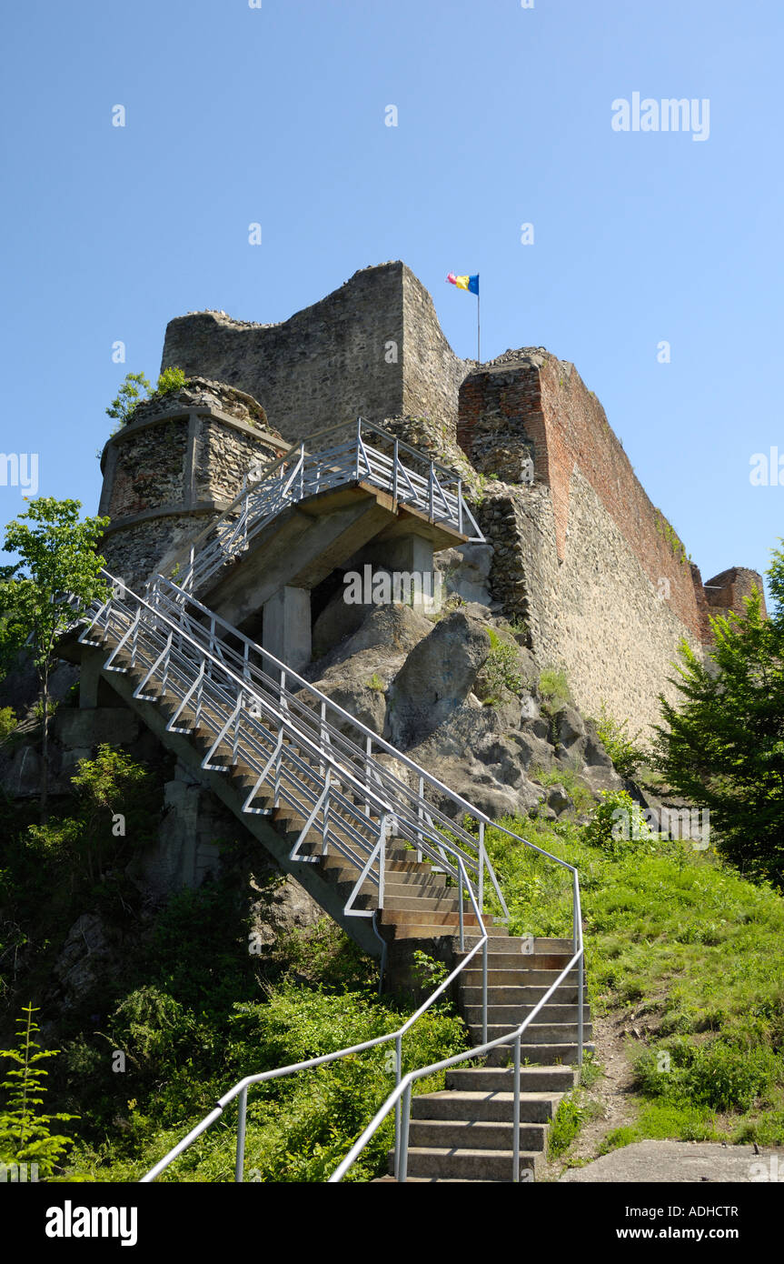 Il castello di Poienari (Vlad l'Impalatore / Draculas castello), vicino Arefu, Curtea de Arges, Valacchia, Romania Foto Stock
