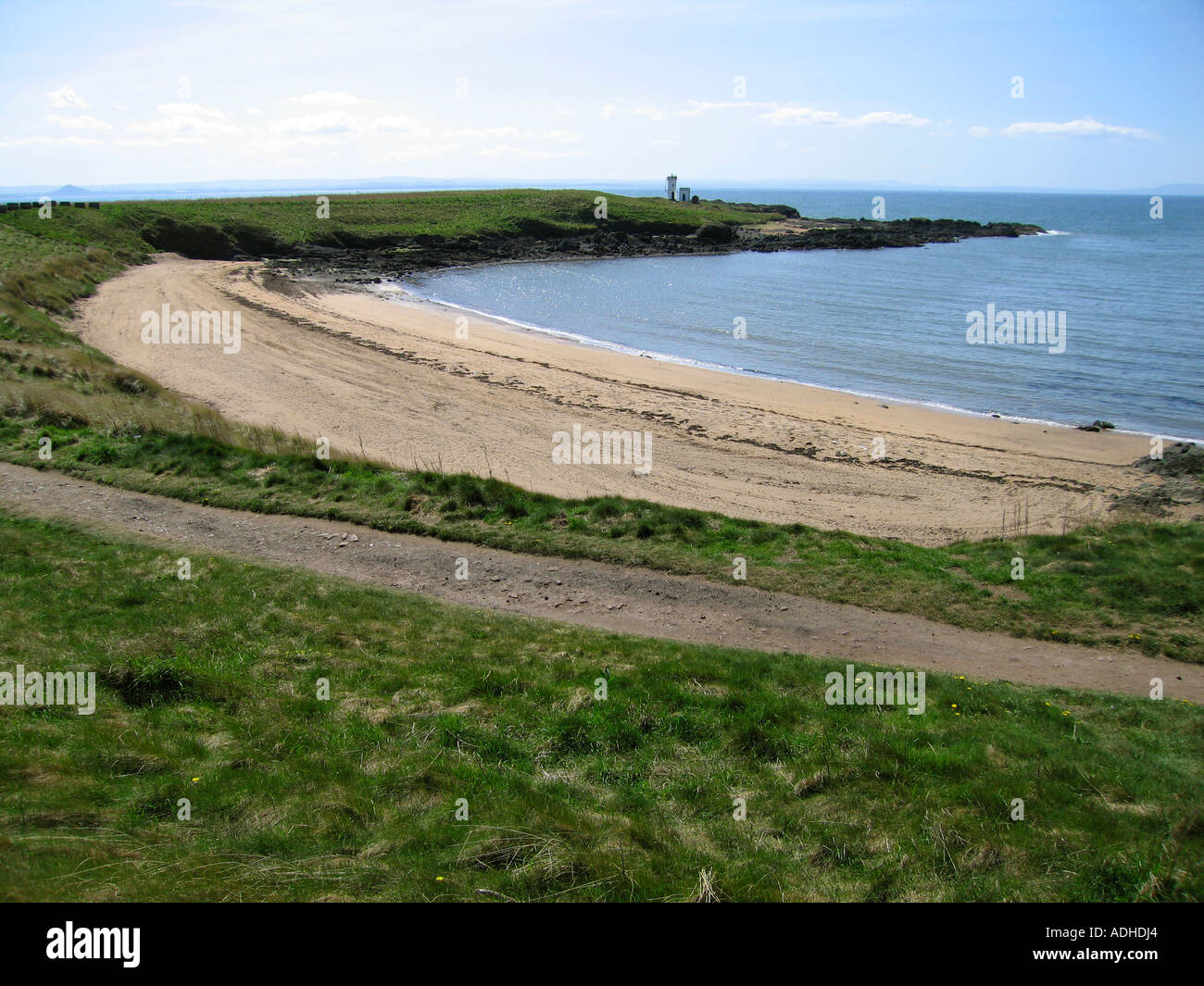 Spiaggia e faro Elie Fife Scozia Scotland Foto Stock