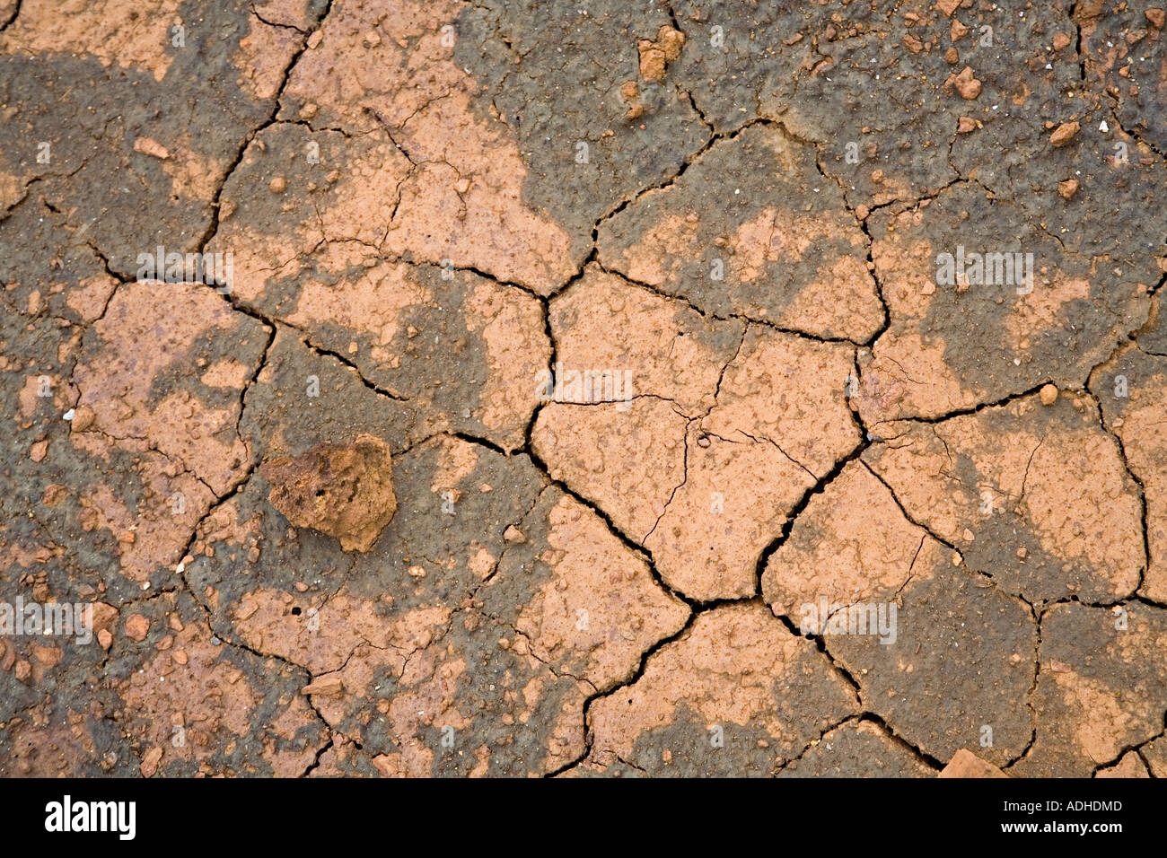 Creaked essiccato minerale di fango colorato Parys Mountain Anglesey Wales UK Foto Stock