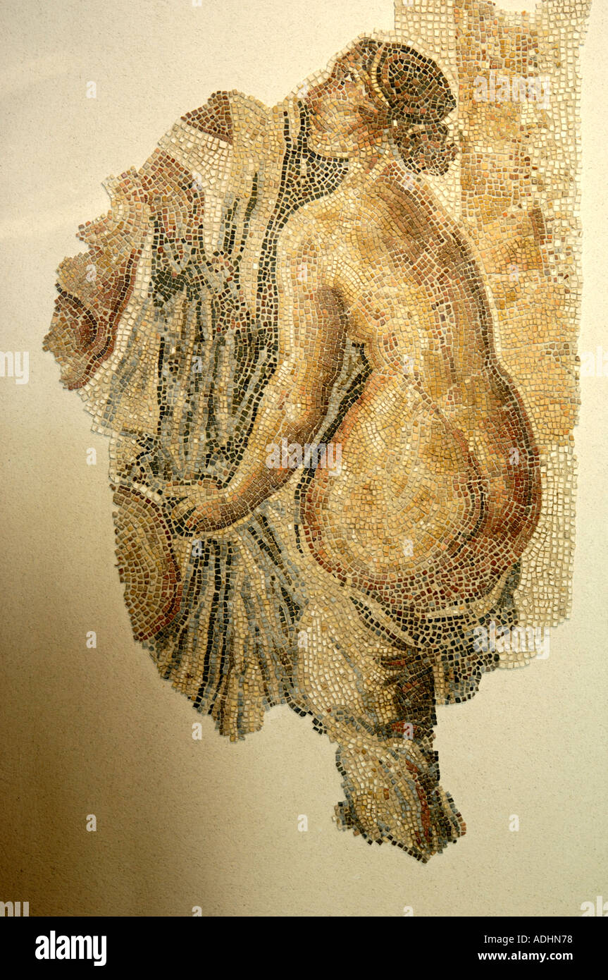 Francia Marseille Museo dei Dock Romani donna Polychrom balneare mosaico dal terzo secolo un D Foto Stock