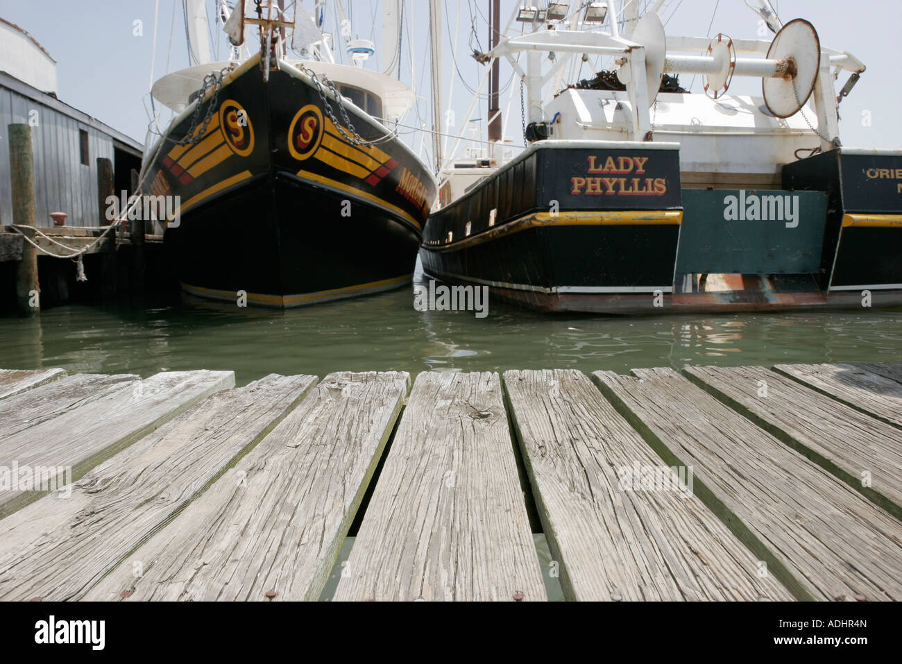 Hampton Virginia, Tidewater Area, Hampton River Water, South King's Way, barche da pesca commerciali, i visitatori viaggiano tour turistico punto di riferimento Foto Stock