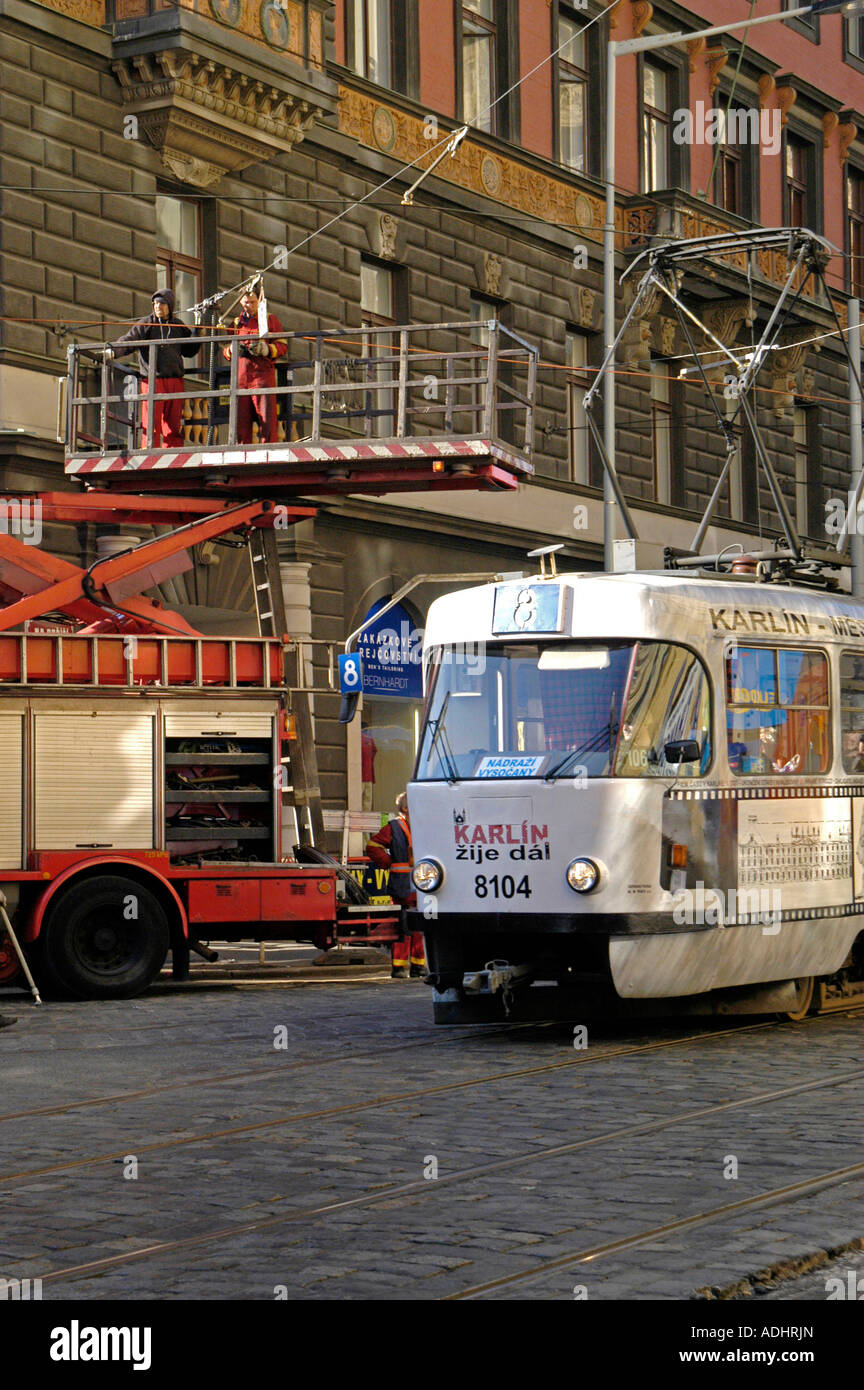 Il tram di Praga Repubblica Ceca Foto Stock