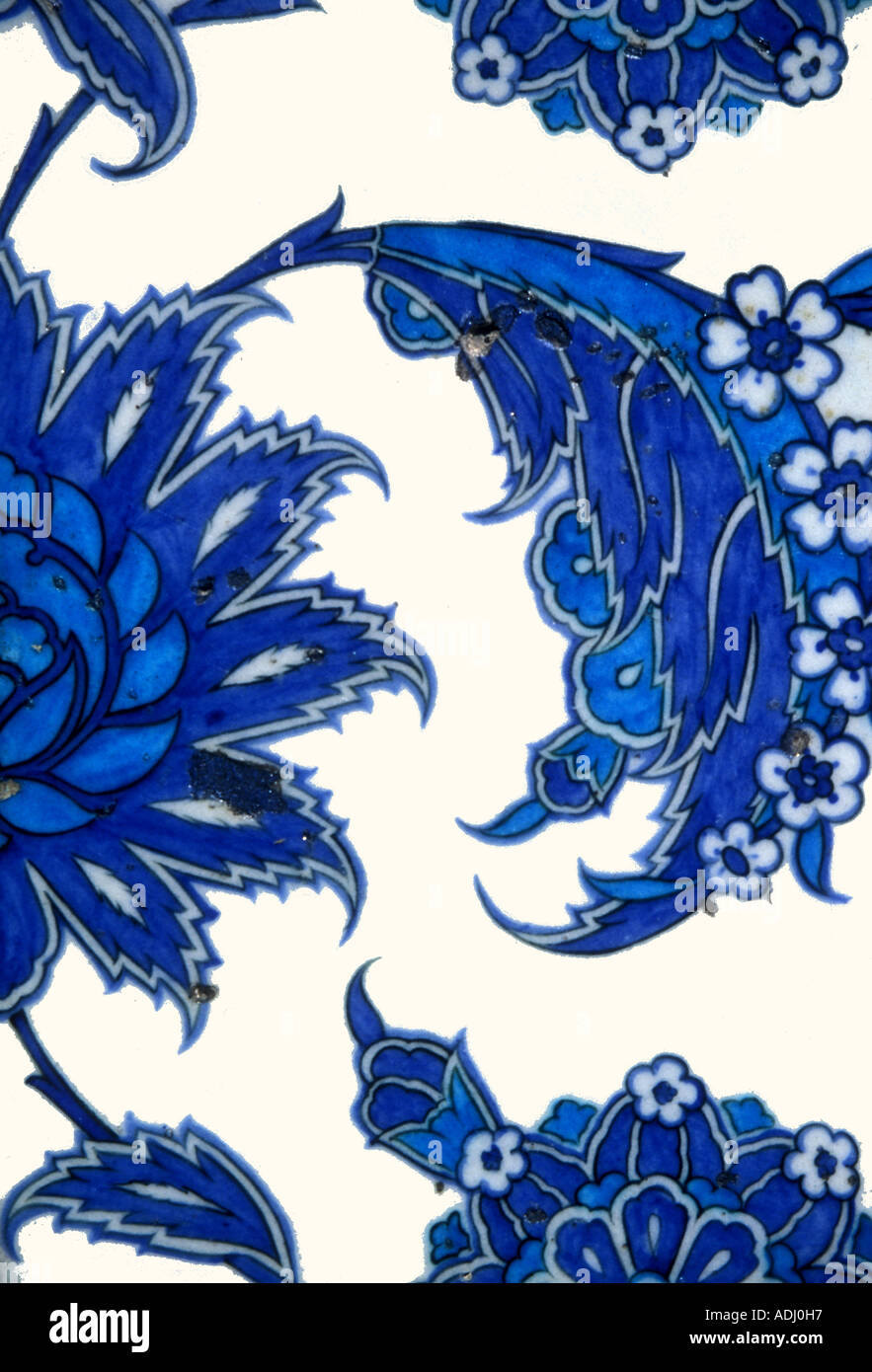 Blu e bianco piastrella dall'Eyup Ensari mausoleo di Istanbul Foto Stock