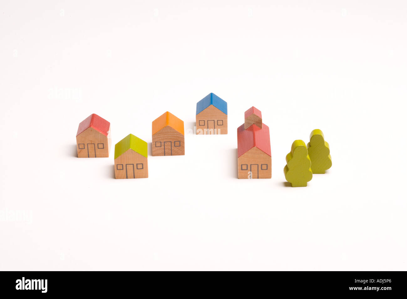 Proprietà in miniatura di sviluppo, modelli in legno di casa Foto Stock
