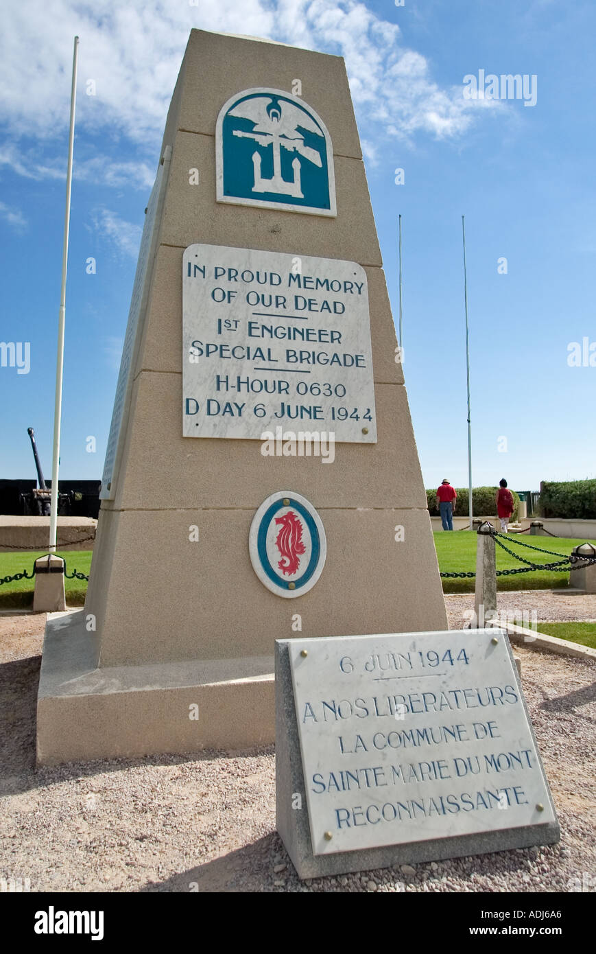 1 Engineer US Army brigata speciale monumento a Utah Beach, Normandia Francia Foto Stock