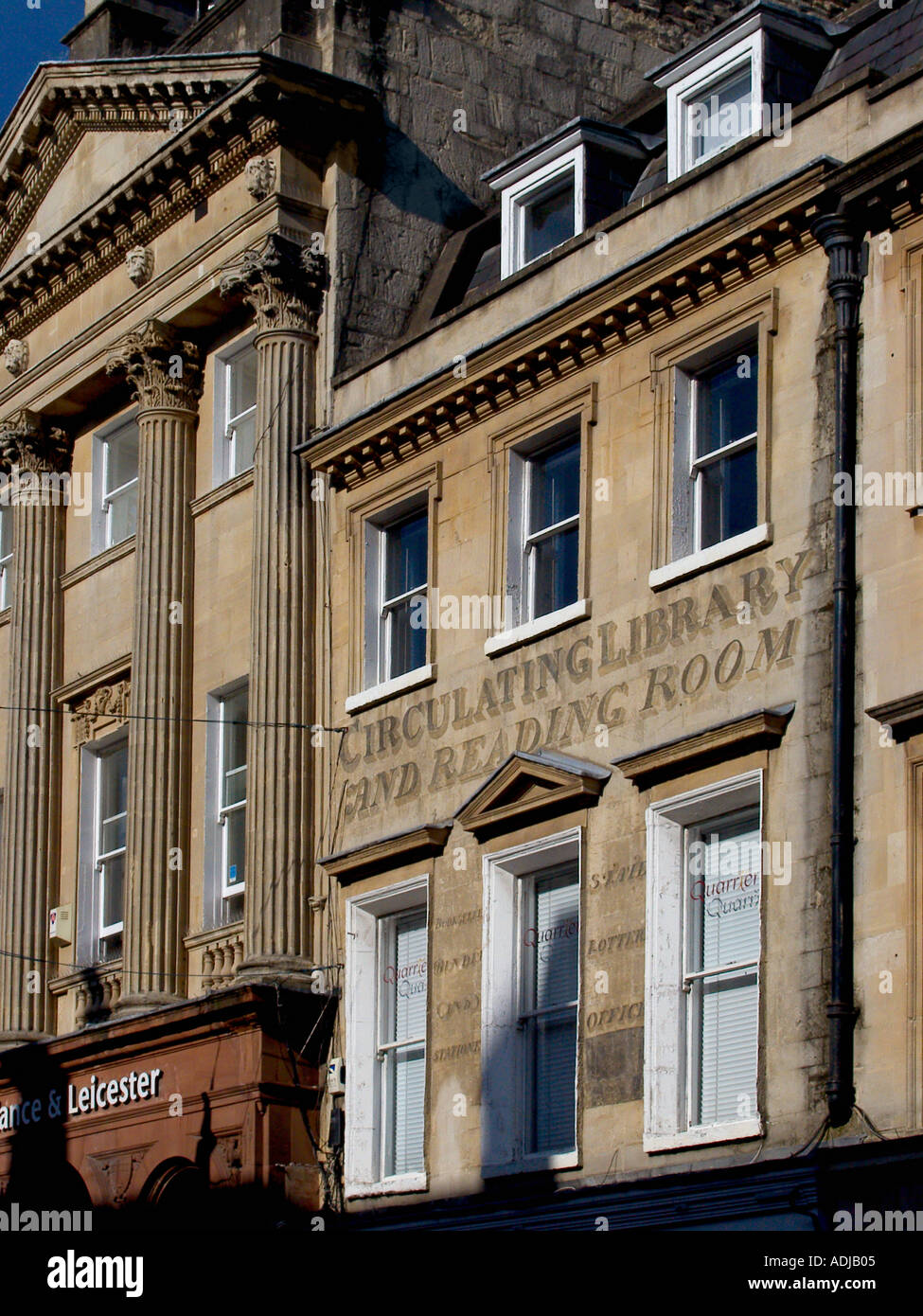 Milsom Street bagno esterno del xviii secolo biblioteca circolante e sala lettura, bagno, Avon, Regno Unito Foto Stock