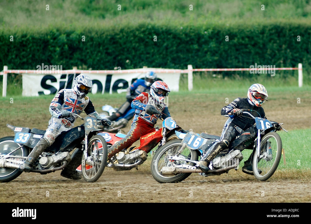 Grasstrack, racing, erba, via, tracking speedway, motore, bike, ciclo, moto, moto, razza, Win, Vincitore e Perdente, perdere, Foto Stock