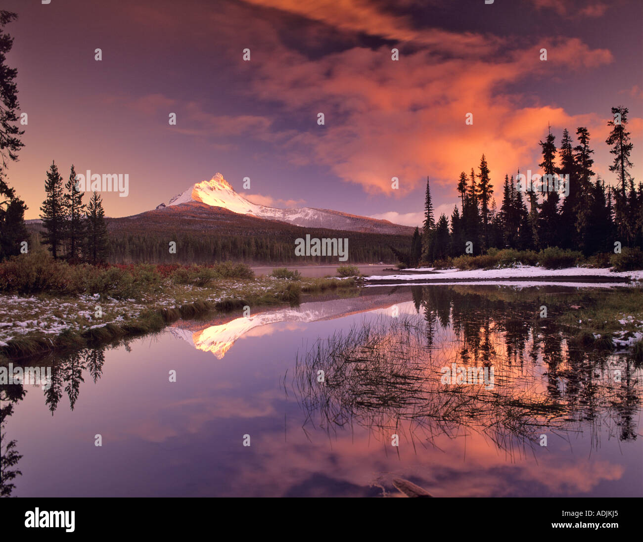 Mount Washington riflessione nel grande lago Oregon Foto Stock