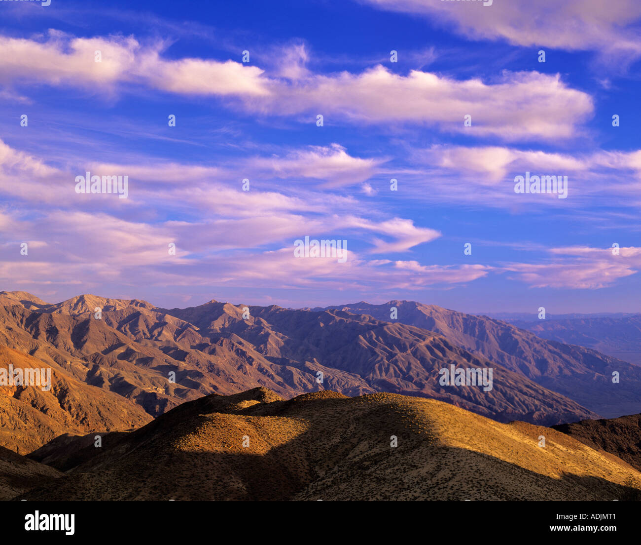 Tramonto e nuvole vista da Dante s Vista Parco Nazionale della Valle della Morte in California Foto Stock