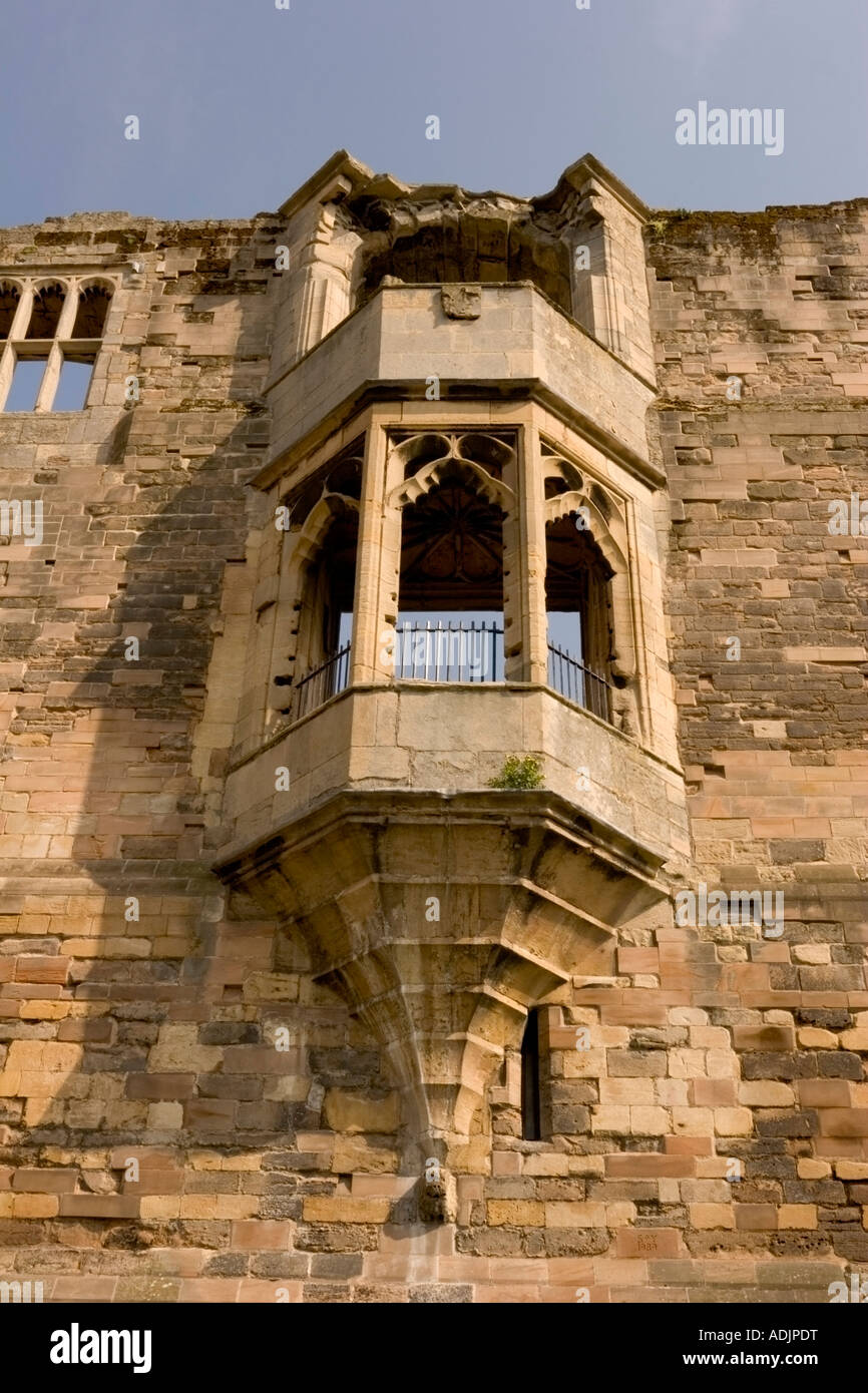 Una finestra a bovindo finestra sul lato di Newark Castle Foto Stock