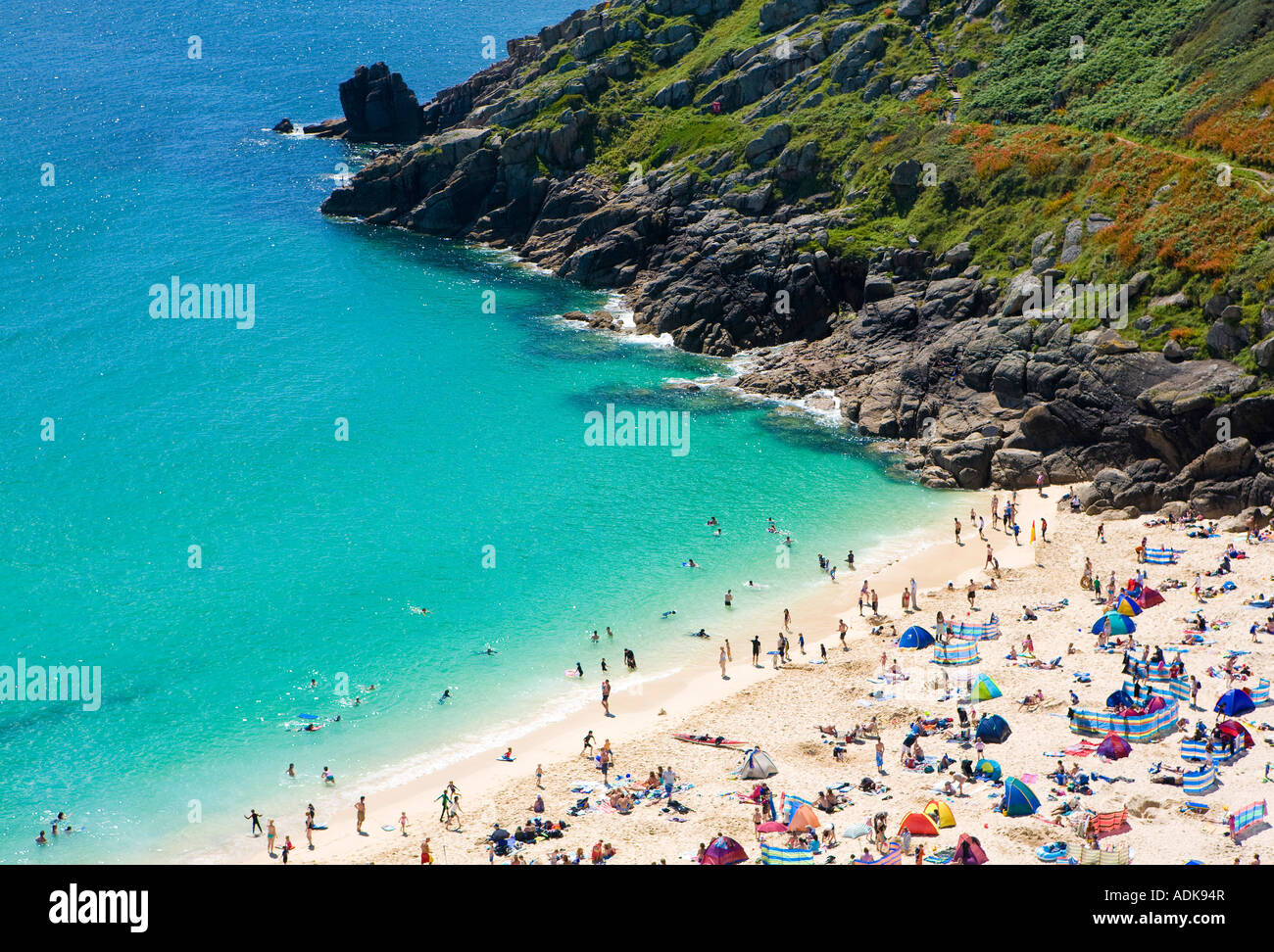 Porthcurno Beach, Cornwall, Regno Unito Foto Stock