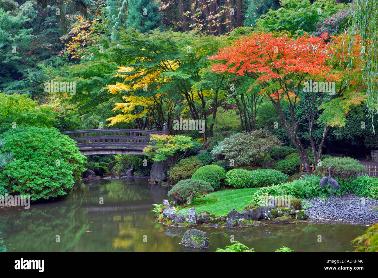 Autunno a colori in Giardini Giapponesi Portland Oregon Foto Stock