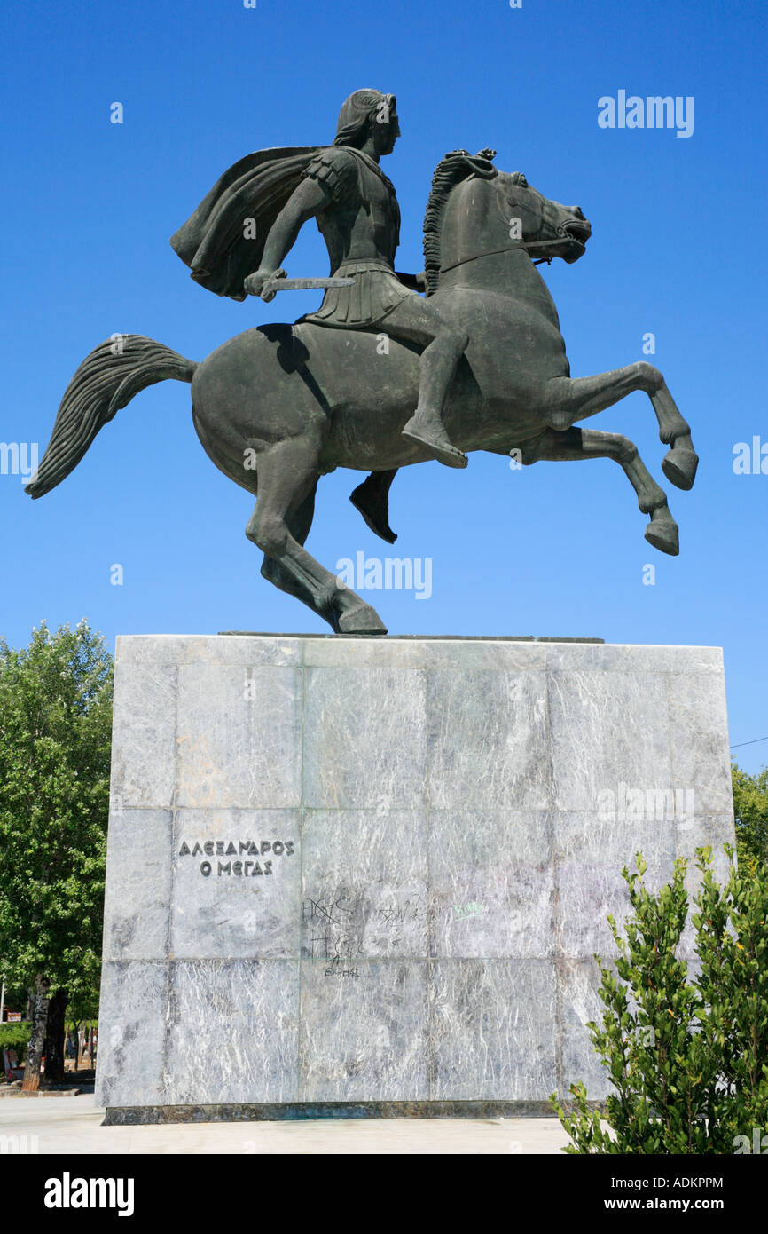 Statua di Alessandro Magno a Salonicco in Grecia Foto Stock
