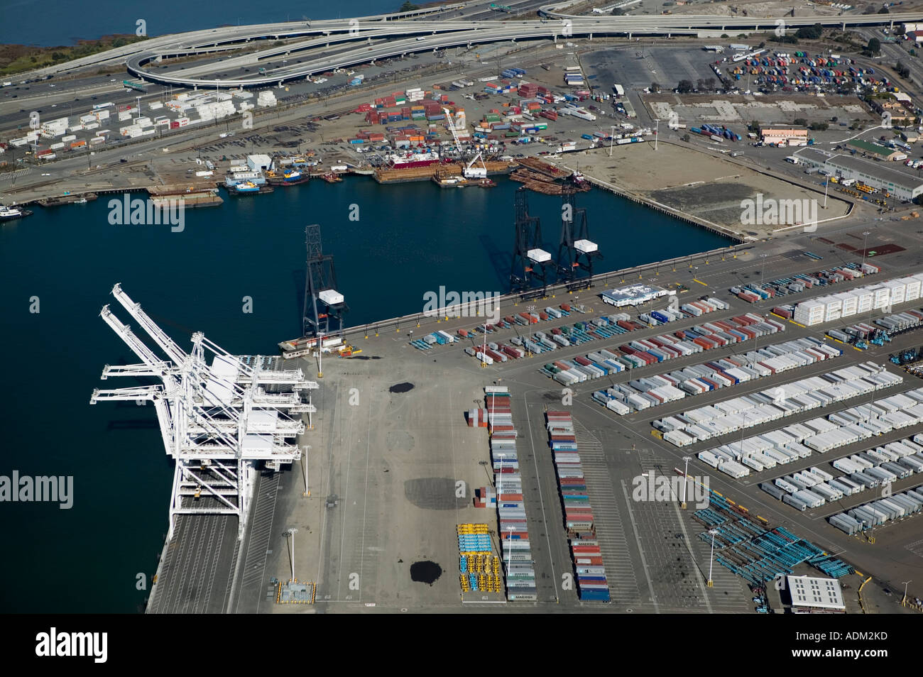 Vista aerea sopra porto di Oakland, California Foto Stock
