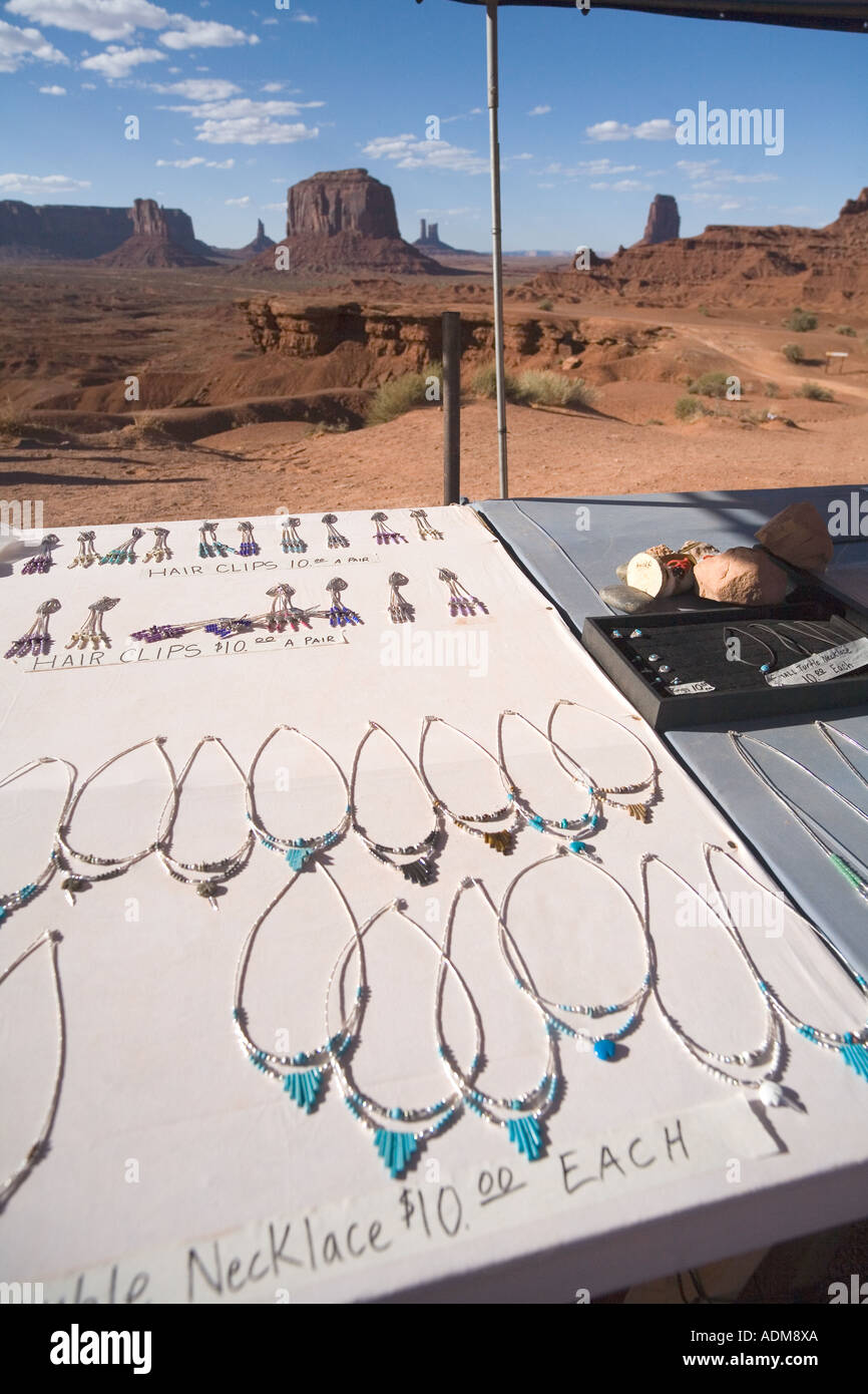Tourquiose e gioielli in argento Monument Valley Arizona USA Foto Stock