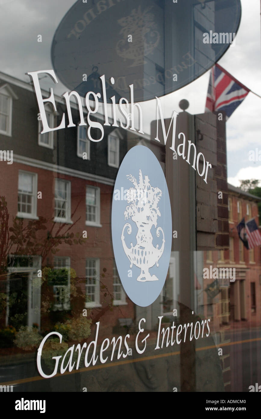 Leesburg Virginia, Loudoun County, North King Street, English Manor, giardini, interni, cartello, logo, finestra, visitatori viaggio turistico tour lan Foto Stock