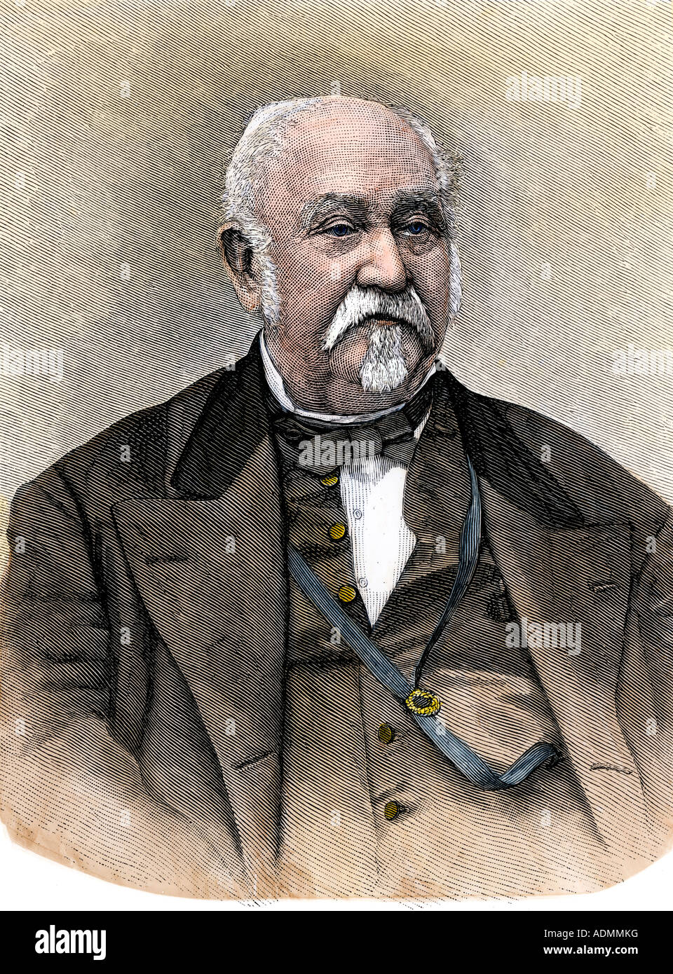 Giovanni A Sutter California Pioneer. Colorate a mano la xilografia Foto Stock
