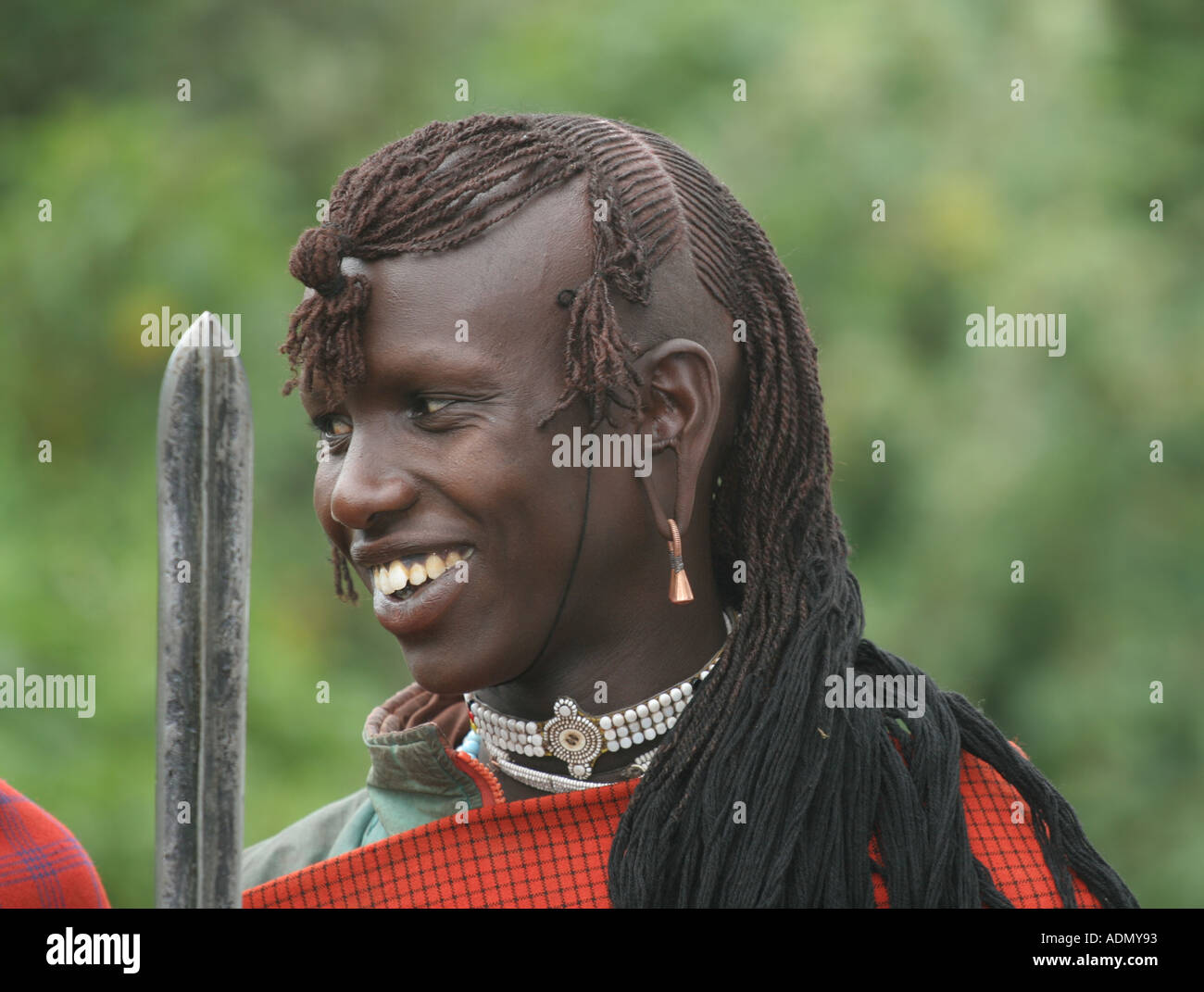 Masai uomo con lancia Foto Stock