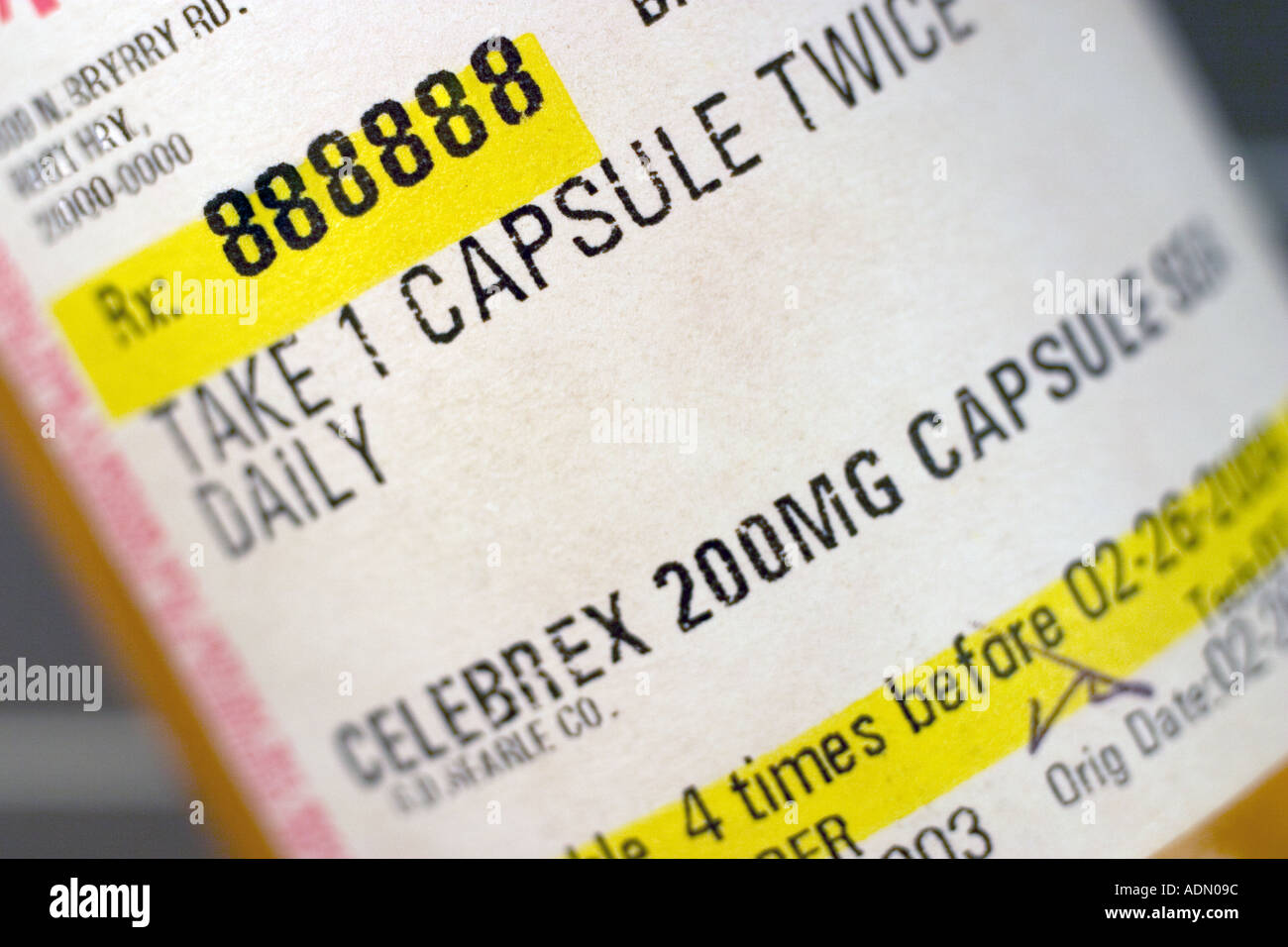 Etichetta di medicina di prescrizione Celebrex Foto Stock
