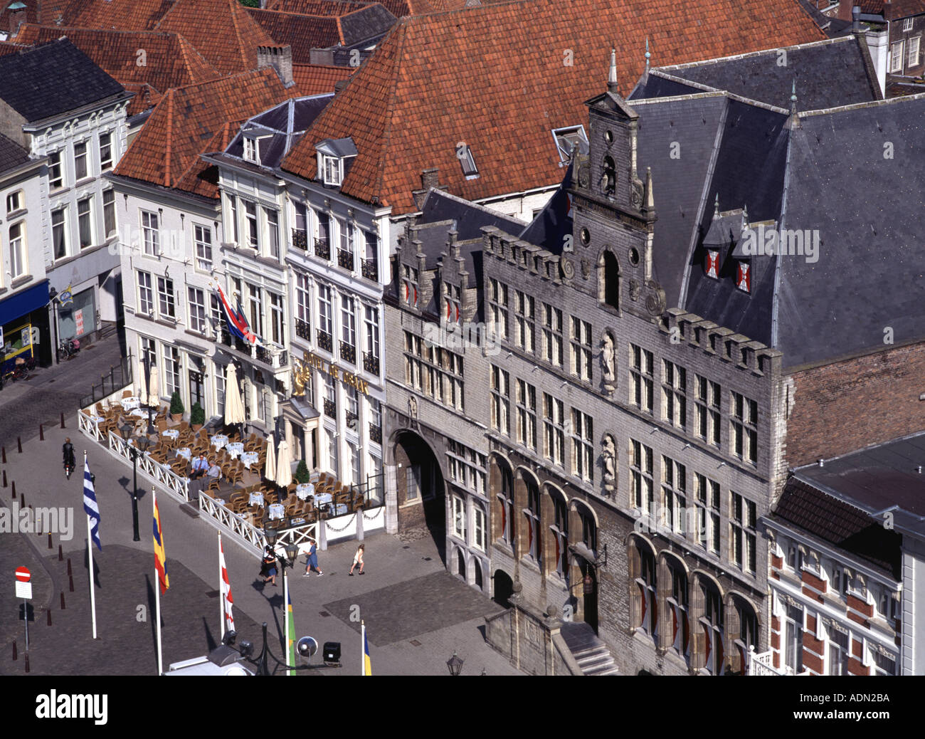 Bergen op Zoom, Stadhuis, Blick vom Kirchturm Foto Stock