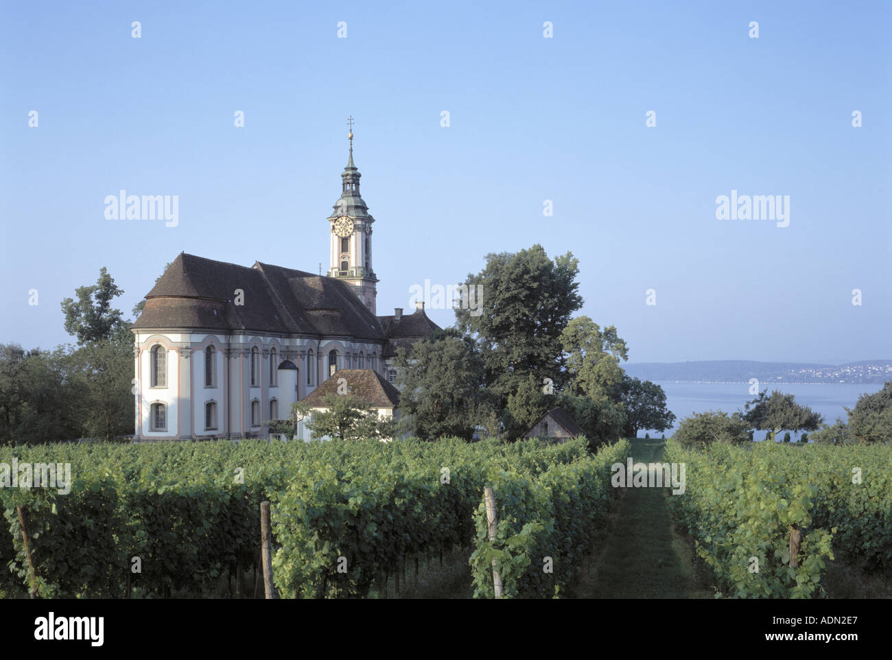 Birnau, Klosterkirche, Landschaft mit Bodensee Foto Stock