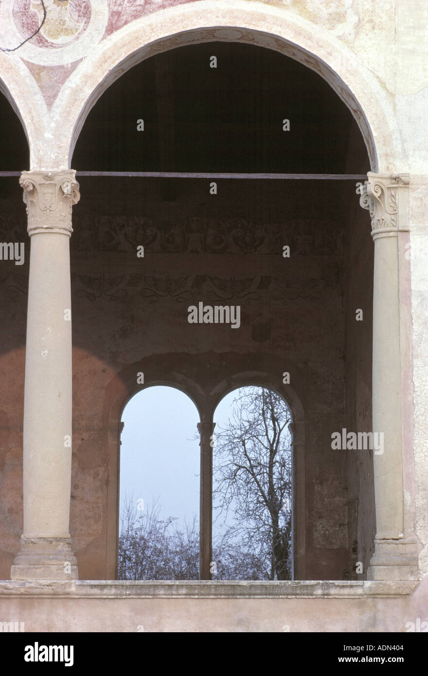 Roncade, Villa Giustinian, Loggia aus dem 15. Jahrhundert Foto Stock
