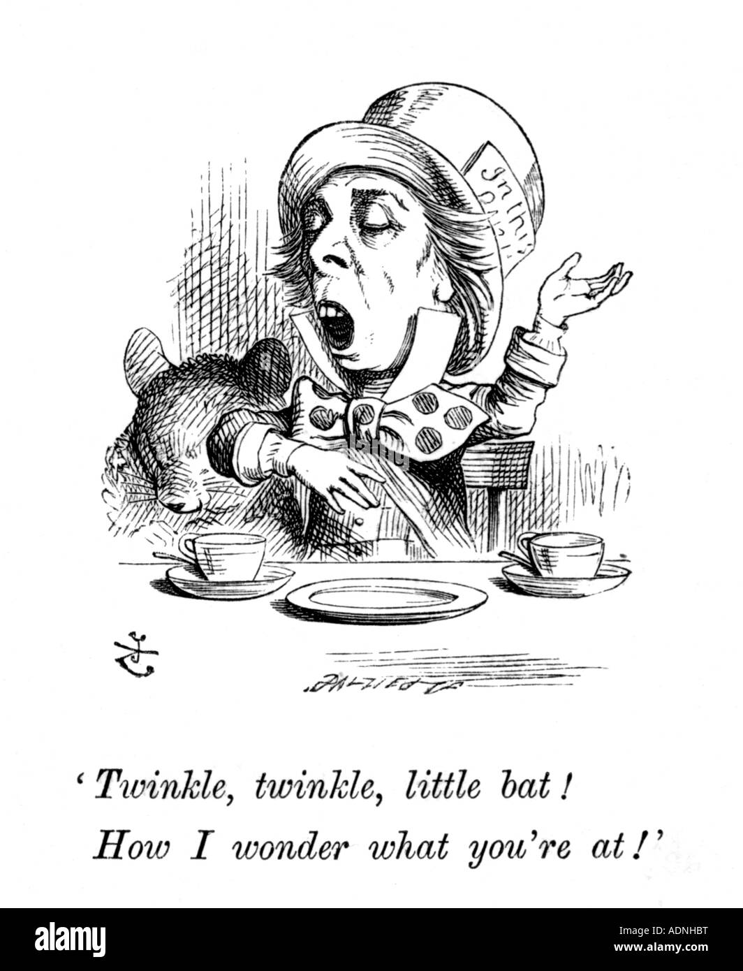 Illustrazioni di Alice nel paese delle meraviglie di Lewis Carroll di John Tenniel. Il Cappellaio Matto Foto Stock
