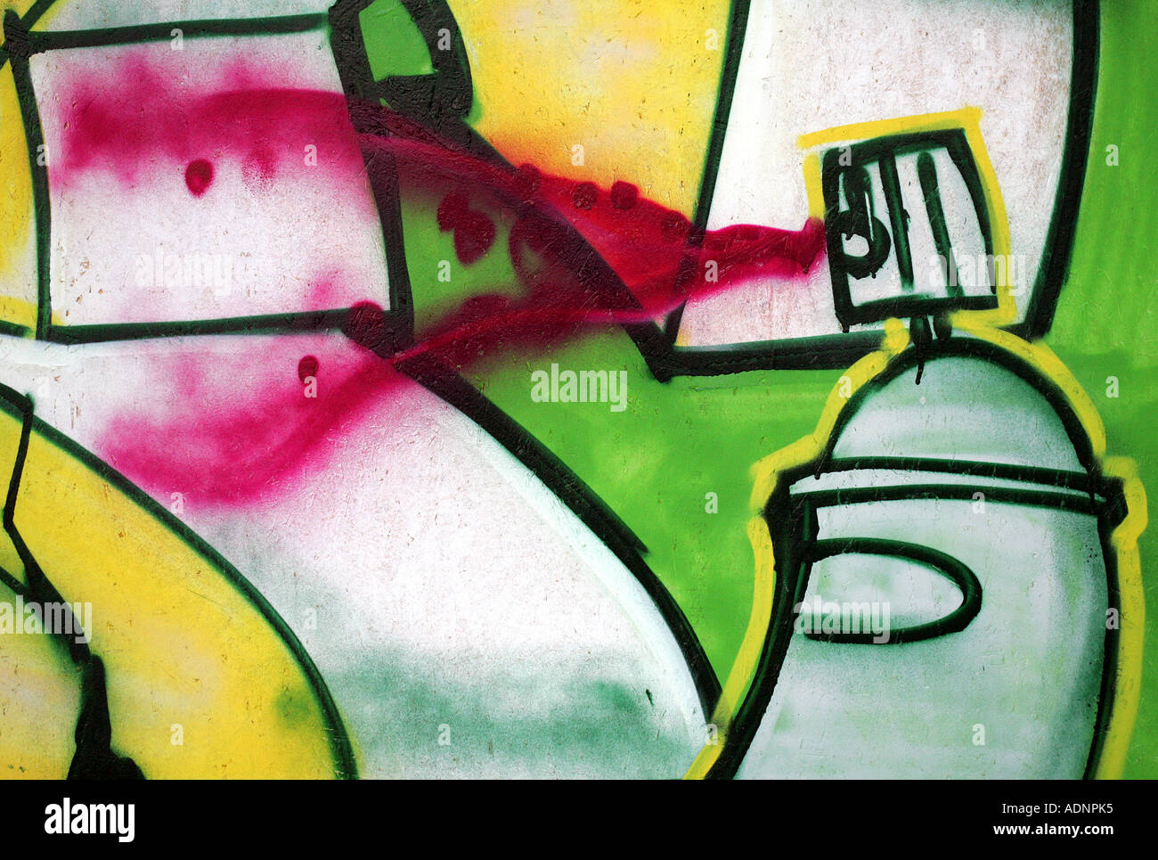 Graffiti mostra una bomboletta spray Foto Stock