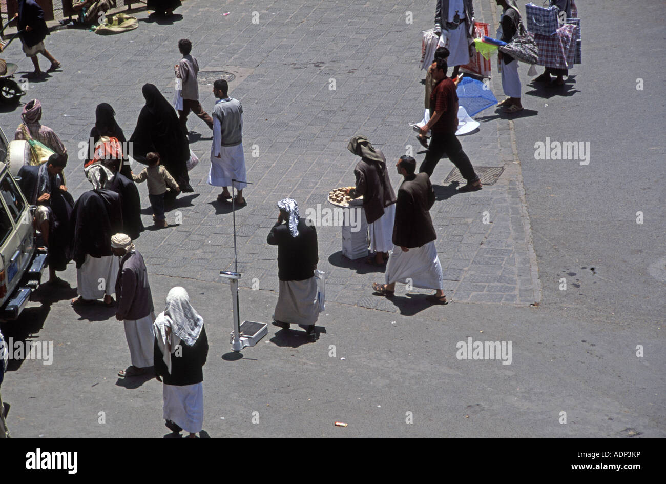 Vista aerea dell'entrata nel mercato di vecchi Sanaa Yemen Foto Stock