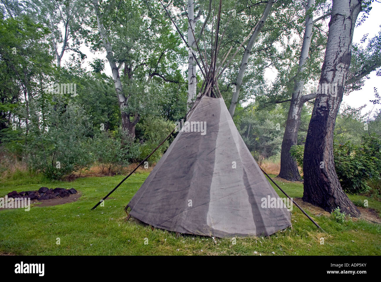 Teepee al Whitman mission Sito Storico Nazionale di Washington Foto Stock