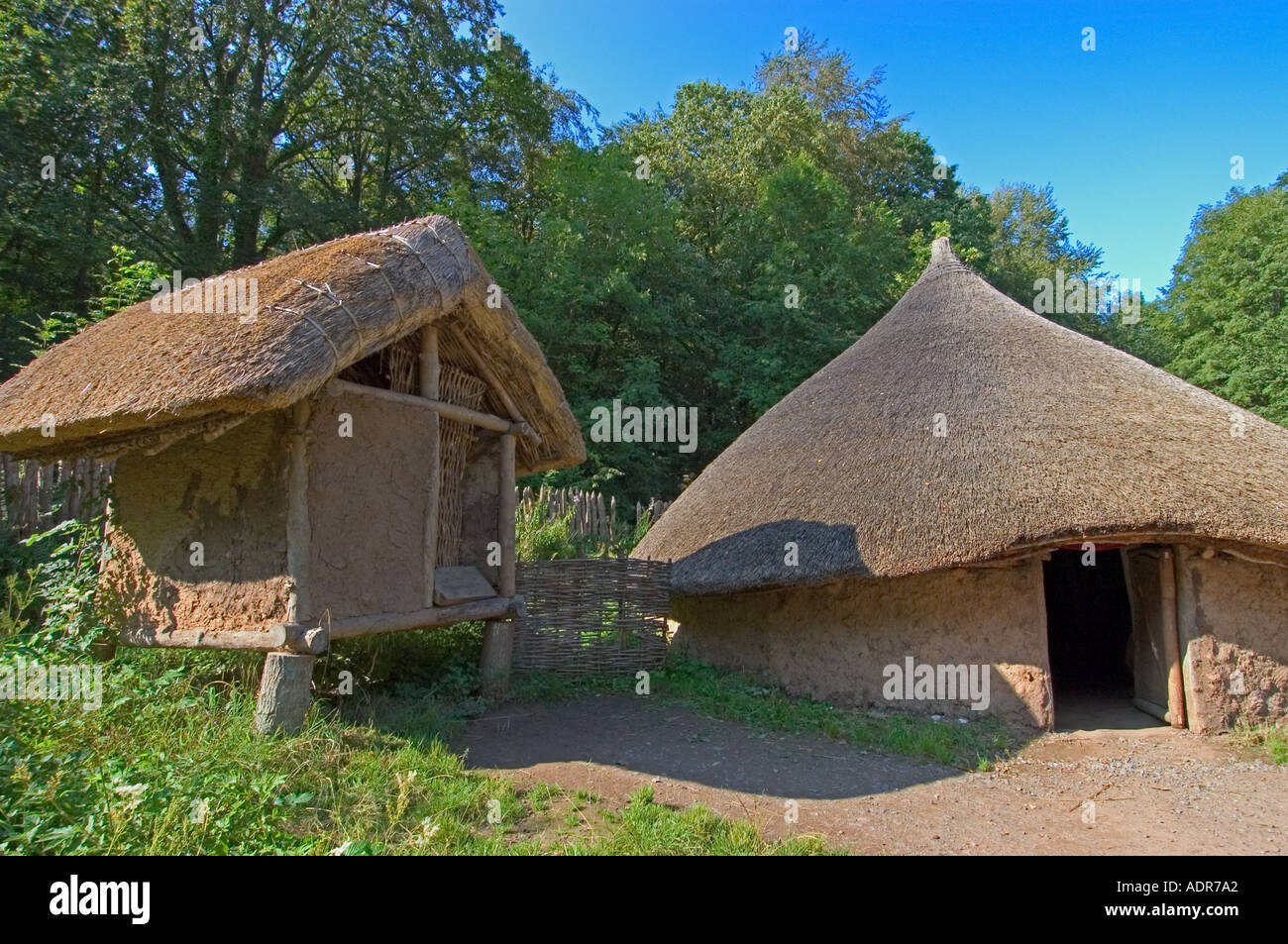 Villaggio Celtico, Museum of Welsh Life, St Fagans, Cardiff, Galles del Sud, Regno Unito Foto Stock