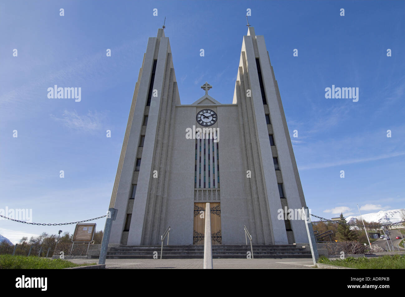 Akureyri chiesa Gudjon Samuelsson 1940 Islanda EU Europe Foto Stock