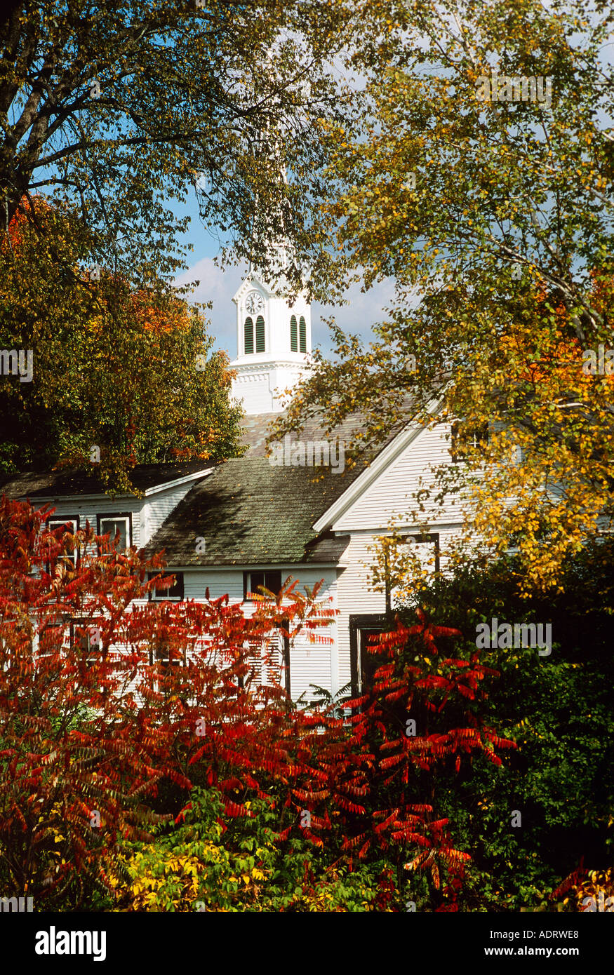 Typicall bianco chiesa in legno nel Vermont New England USA Foto Stock