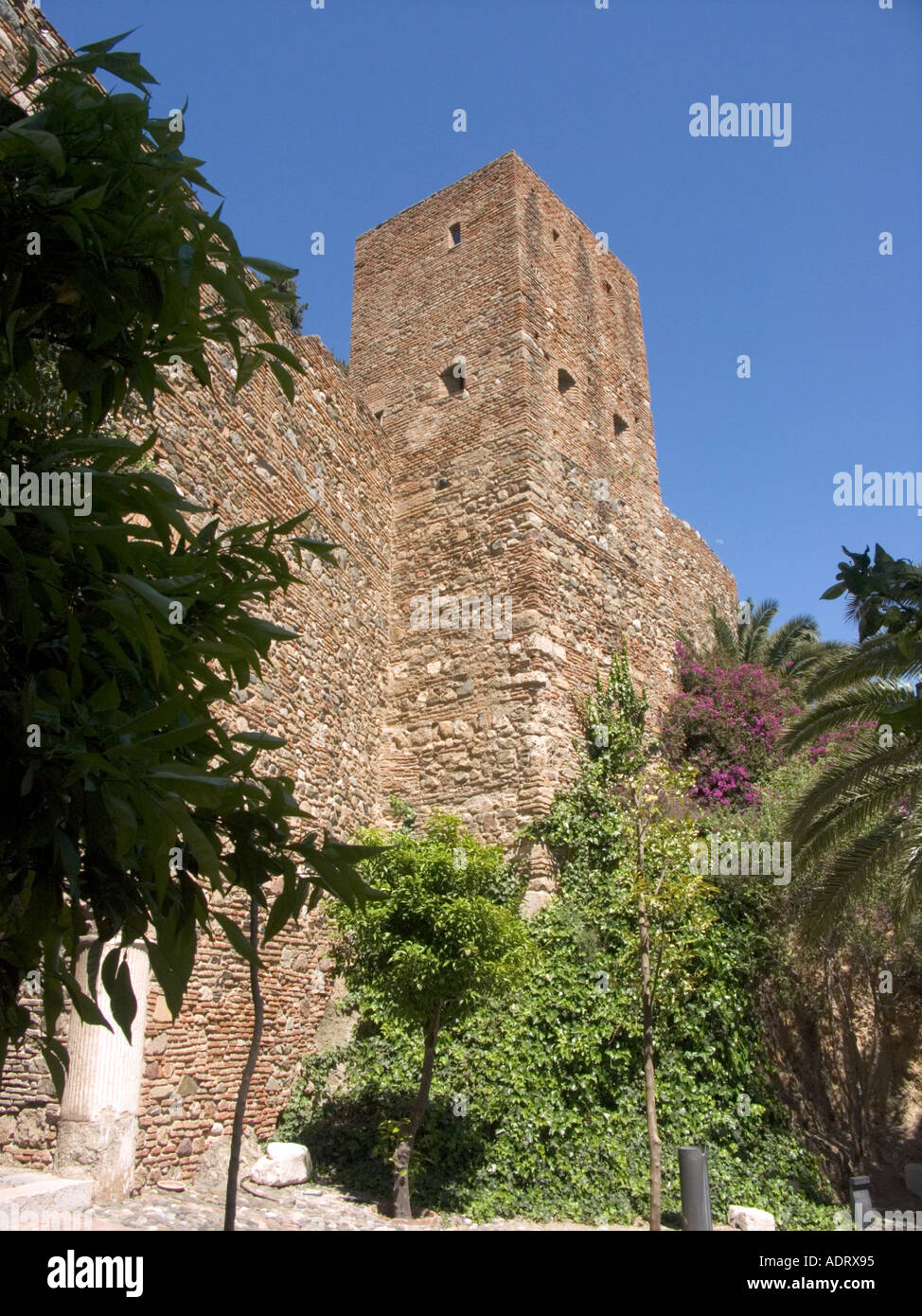 Torre Moresca, La Alcazaba, la città di Malaga, in Andalusia, Spagna, Europa, Moresco 11 undicesimo secolo xi Moor musulmani arabi del castello Foto Stock
