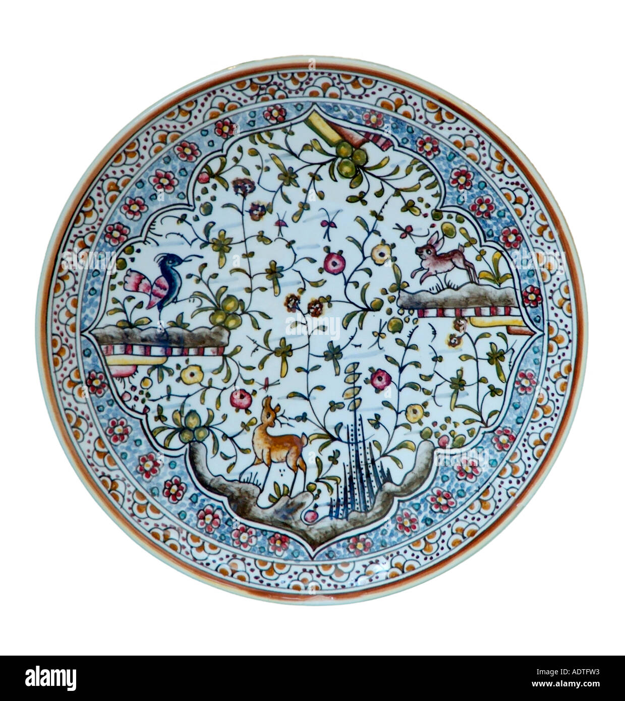 Vetri di ceramica blu di cobalto piastra a parete modello decorativo Portogallo portoghese di Algarve a sud ovest UE Unione europea EUROPA Foto Stock