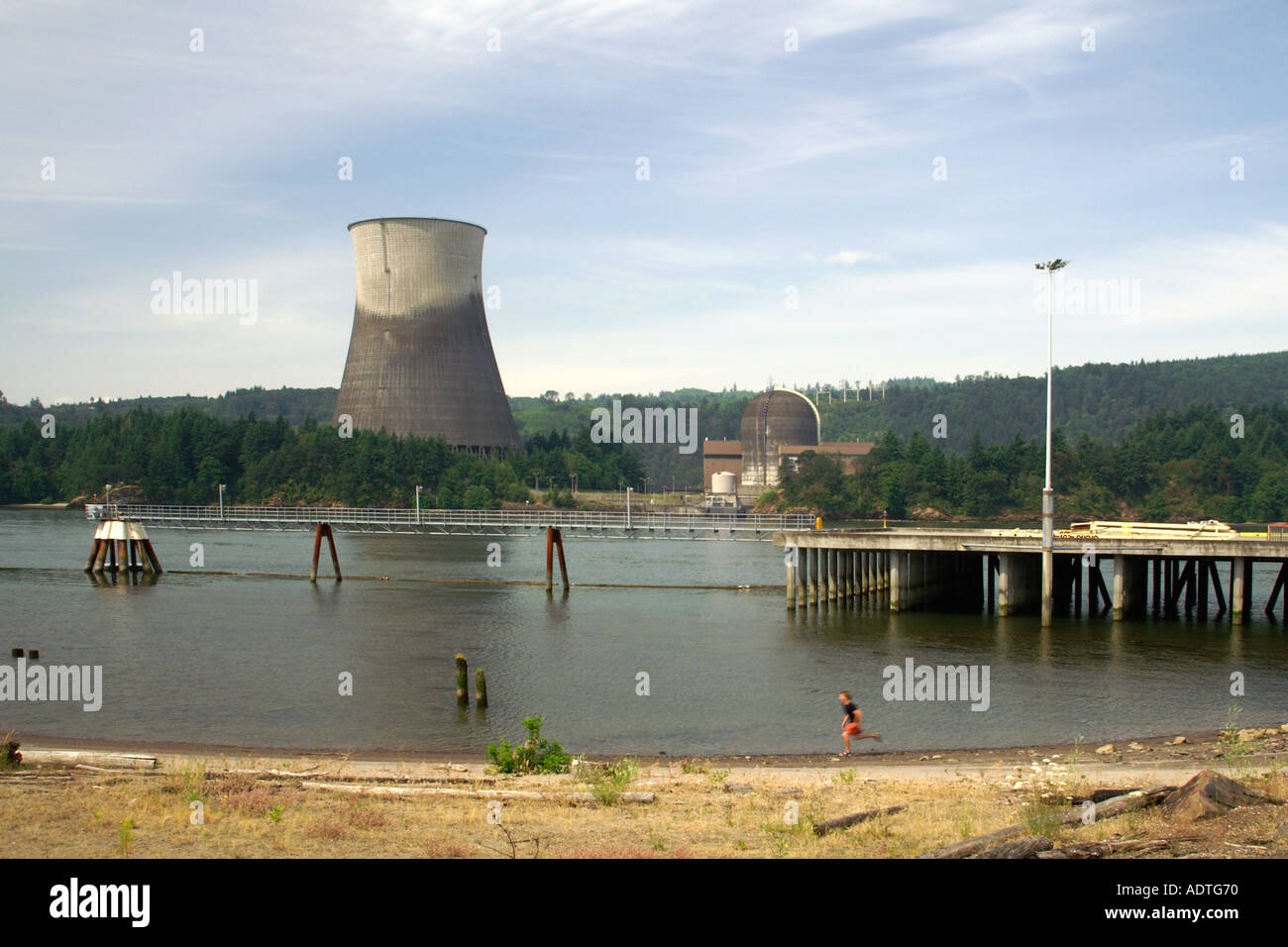 Trojan centrale nucleare e Columbia River Foto Stock