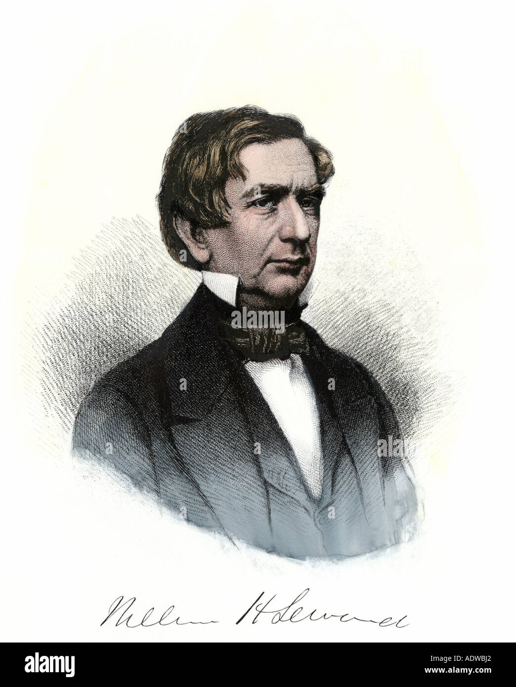 William H Seward Il Segretario di Stato americano sotto Abraham Lincoln. Colorate a mano incisione in acciaio Foto Stock