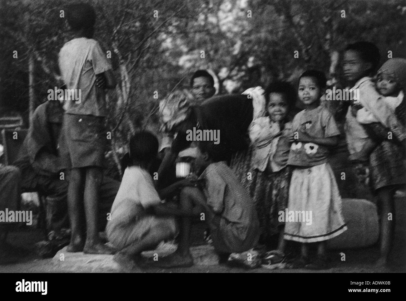 La vita continua sulle terre ancestrali in modi tradizionali per il Ju hoansi in Namibia s Nyae Nyae Foto Stock