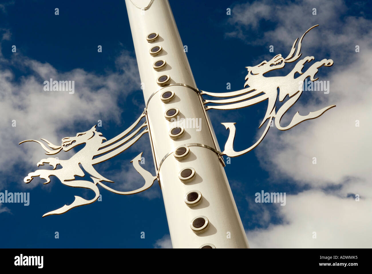 Il Galles Cardiff Centre Millennium Stadium dragon lampione decorazione Foto Stock