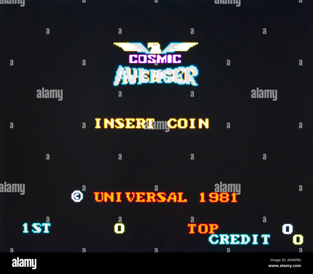Cosmic Avenger Universal 1981 vintage videogioco arcade screenshot - solo uso editoriale Foto Stock