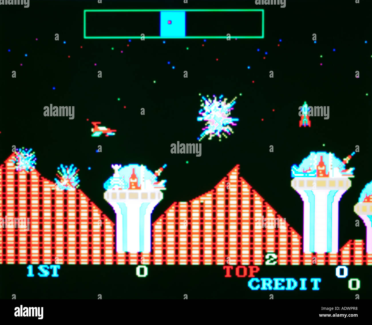 Cosmic Avenger Universal 1981 vintage videogioco arcade screenshot - solo uso editoriale Foto Stock