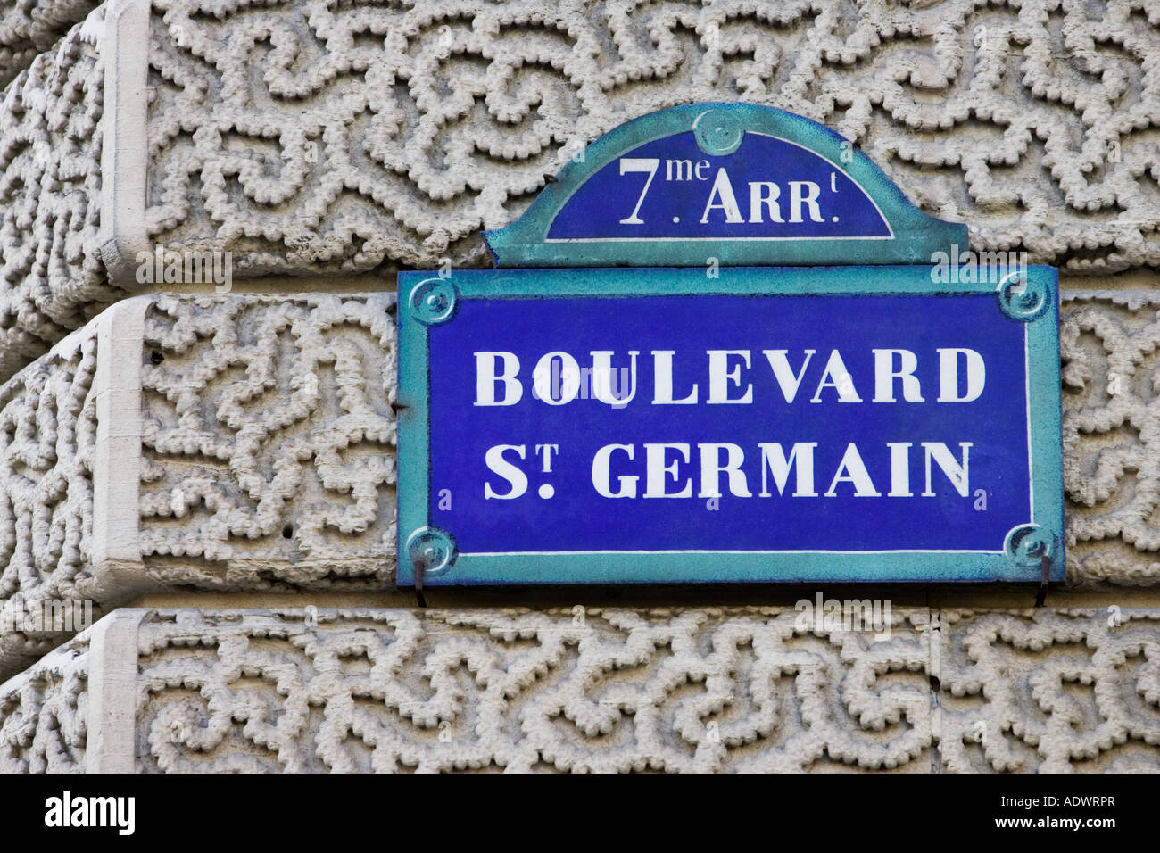 Boulevard St Germain street sign Parigi Francia Foto Stock